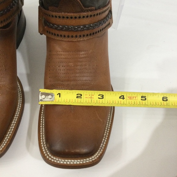 Quincy Cowgirl Cowboy Western Boho Brown Braided Buckle Square Toe Boots - Picture 11 of 15